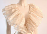 VICKY TIEL Ruffled Lace Gown with Open Back