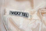VICKY TIEL Ruffled Lace Gown with Open Back