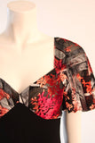 VICKY TIEL Coral Silk Velvet Burnout Gown with Bell Sleeves