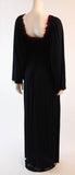 VICKY TIEL Navy Full Length Stretch Dress with Red Accent