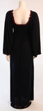 VICKY TIEL Navy Full Length Stretch Dress with Red Accent