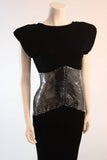 VICKY TIEL Black Futurism Gown with Metallic Detail