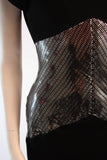VICKY TIEL Black Futurism Gown with Metallic Detail