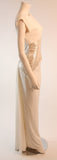 VICKY TIEL White Column Gown with Metallic Waist Detail 4-6