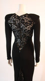 VICKY TIEL Sequined Lace Black Gown Size 38