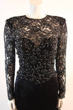 VICKY TIEL Embellished Lace Gown Size 38