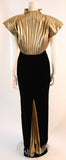 VICKY TIEL Black Velvet and Gold Cleopatra Gown with Bolero
