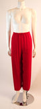 OSCAR DE LA RENTA Kaftan Inspired Red Silk 2 pc Pant Suit