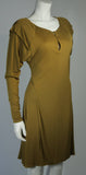 HOLLY HARP Curry Green Long Sleeve Jersey Dress Size Small