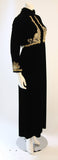 CUSTOM Vintage Circa 1960s Black Velvet Rhinestone Gown