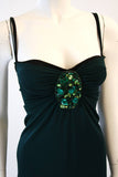 DOLCE & GABBANA Green Jersey Dress with Rhinestones Size 44