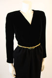 OSCAR DE LA RENTA Black & Gold Velvet Bodice Cocktail Dress