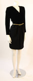OSCAR DE LA RENTA Black & Gold Velvet Bodice Cocktail Dress