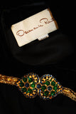 OSCAR DE LA RENTA Black & Gold Velvet Bodice Cocktail Dress