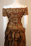 OSCAR DE LA RENTA Gold and Burgundy Evening Ensemble