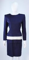 GIVENCHY Couture Navy Linen Color Block Dress with Bow Size 6