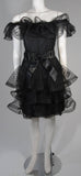 VICTOR COSTA Black Cocktail Dress w/ Horsehair Ruffles Size 2