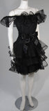 VICTOR COSTA Black Cocktail Dress w/ Horsehair Ruffles Size 2