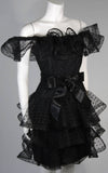 VICTOR COSTA Black Cocktail Dress w/ Horsehair Ruffles Size 2