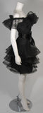 VICTOR COSTA Black Cocktail Dress w/ Horsehair Ruffles Size 2
