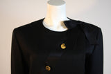 CHANEL 1990s Black Wool Silk Ribbon Jacket and Skirt Suit