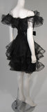 VICTOR COSTA Black Cocktail Dress w/ Horsehair Ruffles Size 2