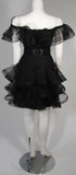 VICTOR COSTA Black Cocktail Dress w/ Horsehair Ruffles Size 2