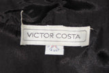 VICTOR COSTA Black Cocktail Dress w/ Horsehair Ruffles Size 2