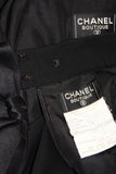 CHANEL 1990s Black Wool Silk Ribbon Jacket and Skirt Suit