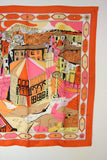 EMILIO PUCCI 1960s Orange Silk Abstract Florentine Pallazzo Print