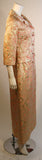 I. MAGNIN Pink and Gold Jacquard Full Length Coat