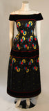ARNOLD SCAASI Black Velvet Embroidered Gown with Belt