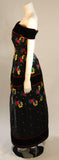 ARNOLD SCAASI Black Velvet Embroidered Gown with Belt