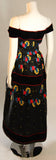 ARNOLD SCAASI Black Velvet Embroidered Gown with Belt
