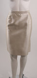 OSCAR DE LA RENTA Champagne Silk with Sage Embroidery Skirt Suit Size 10