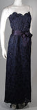 ARNOLD SCAASI Navy Floral Lace Gown Satin Belt Size 2