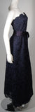 ARNOLD SCAASI Navy Floral Lace Gown Satin Belt Size 2