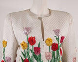 OSCAR DE LA RENTA Floral Embellished Suit Size 12