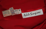 ADELE SIMPSON Circa 1980 Burnout Black Velvet & Red Silk Gown Size Small