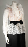 OSCAR DE LA RENTA Black and White Lace Gown Size Small