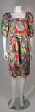 YVES SAINT LAURENT Red Cotton Dress w/ Reef Life Pattern Size 38