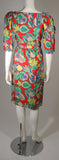 YVES SAINT LAURENT Red Cotton Dress w/ Reef Life Pattern Size 38