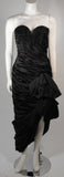 VICKY TIEL Black Silk Gown with Gathers and Large Bow Size 38