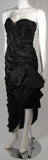 VICKY TIEL Black Silk Gown with Gathers and Large Bow Size 38