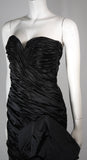 VICKY TIEL Black Silk Gown with Gathers and Large Bow Size 38