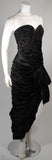 VICKY TIEL Black Silk Gown with Gathers and Large Bow Size 38