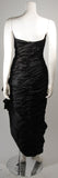 VICKY TIEL Black Silk Gown with Gathers and Large Bow Size 38