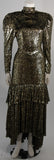 SONIA RYKIEL Black and Gold Metallic Gown Size Small