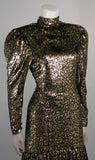 SONIA RYKIEL Black and Gold Metallic Gown Size Small