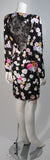 VICKY TIEL Black Floral Print Skrt Suit with Lace Panel Size Small